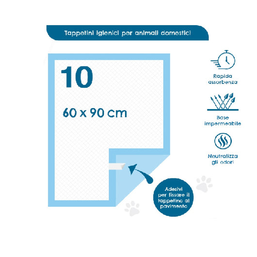 120pz Tappetini Igienici Traversine Cane Super Assorbenti 60x90cm con adesivo