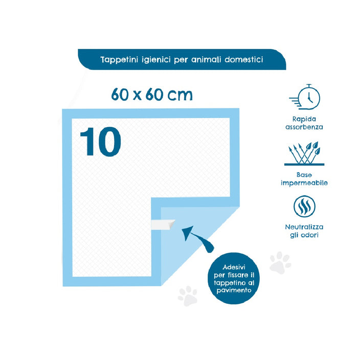 120pz Tappetini Igienici Traversine Cane Super Assorbenti 60x60cm con adesivo