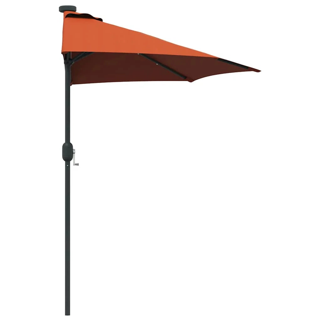 Ombrellone da giardino pieghevole moderno 294 x 150 x 223 cm con meccanismo a manovella stile contemporaneo poliestere color terracotta 02_0058663