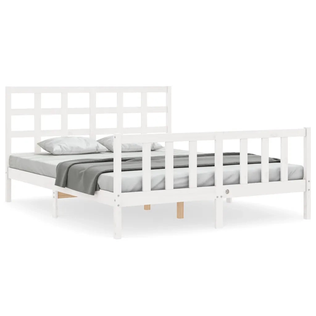 Giroletto senza Materasso-Struttura Letto Bianco 160x200 cm Legno Massello Pino 377419