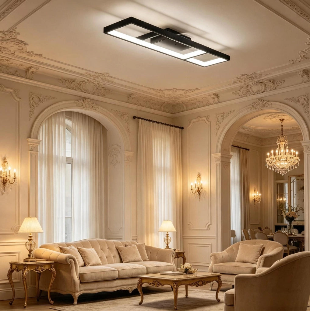Plafoniera LED ULEVR 70x30 cm 43W 4600 lm dimmerabile 3000-6000K con telecomando, nera
