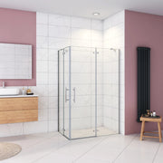 80x76x195 cm Box Doccia Ad Angolo Doppie Porte Apertura Battente in Vetro 6 mm Temperato Anticalcare Trasparente con 2 Barre Stabilizzatrici Cromo Lucido