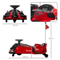 Go Kart Elettrico per Bambini 8-12 Anni Velocità 3-8 km/h per Drifting con Luci e Musica, Rosso