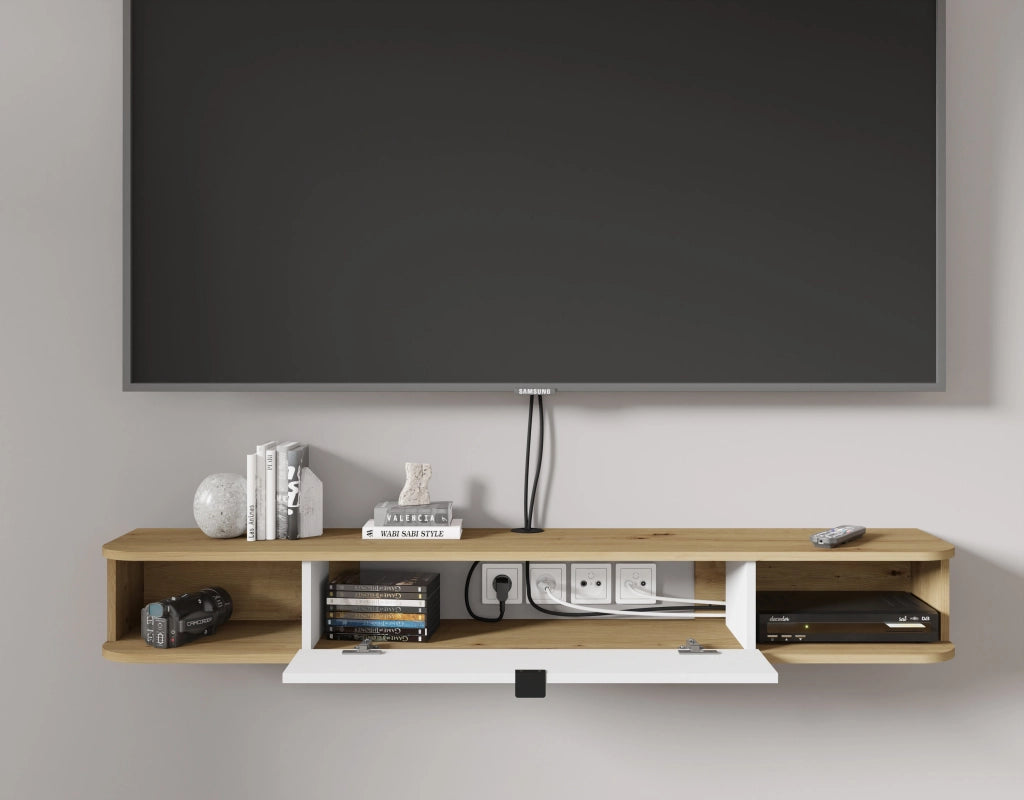 BIM FORNITURE mobile tv soggiorno ICARUS cm 156x29x20h rovere bianco opaco