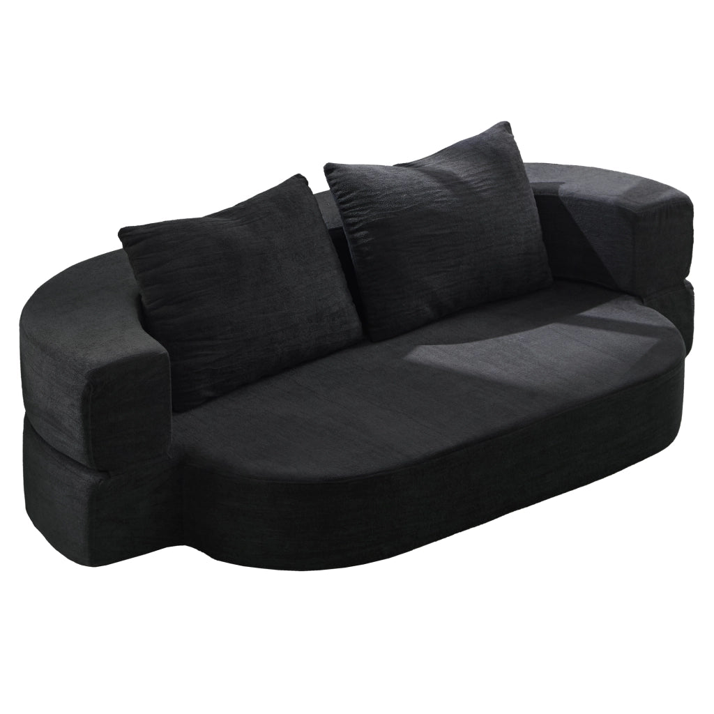 Divano letto pieghevole 3 in 1 con funzione letto e rivestimento sfoderabile in flanella nero