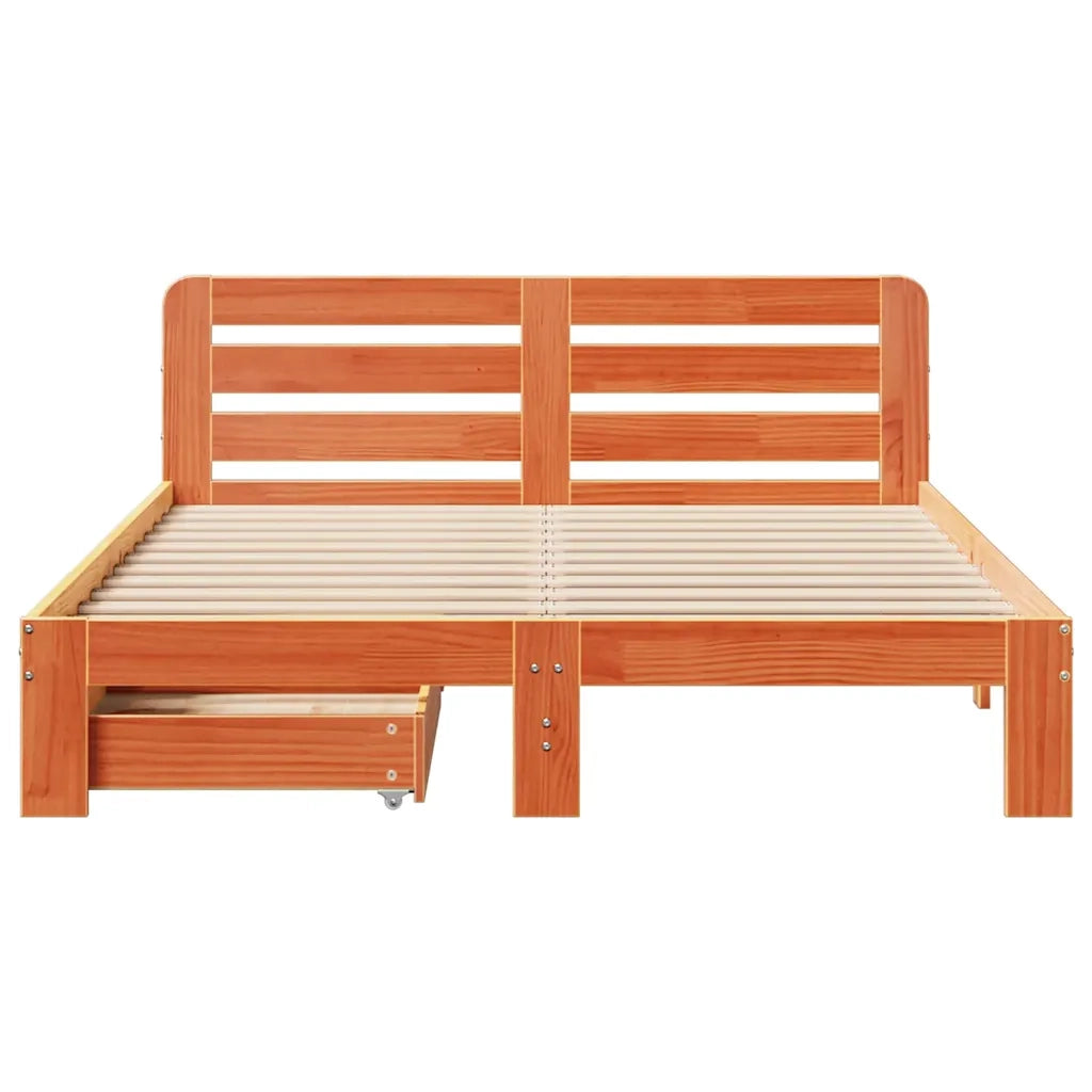Letto senza Materasso Marrone Cera 140x190 cm in Legno di Pino 3309874