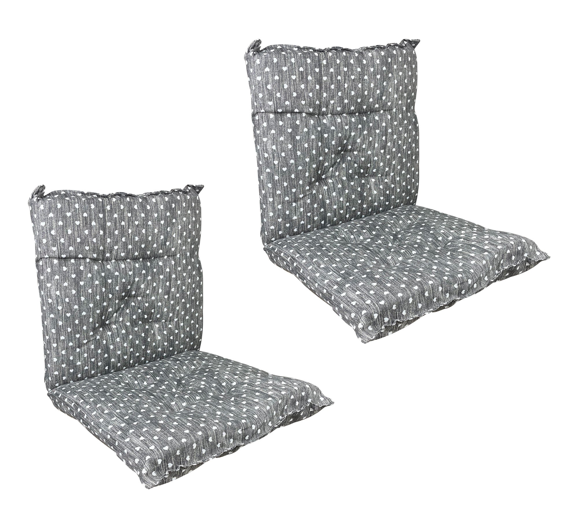 Set Cuscini Sedia Con Schienale Imbottiti Con Laccetti Banda Elastica 40 x 80 Cm CuoricinoPiombo - 2 Pezzi