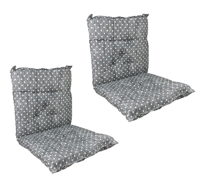 Set Cuscini Sedia Con Schienale Imbottiti Con Laccetti Banda Elastica 40 x 80 Cm CuoricinoPiombo - 2 Pezzi