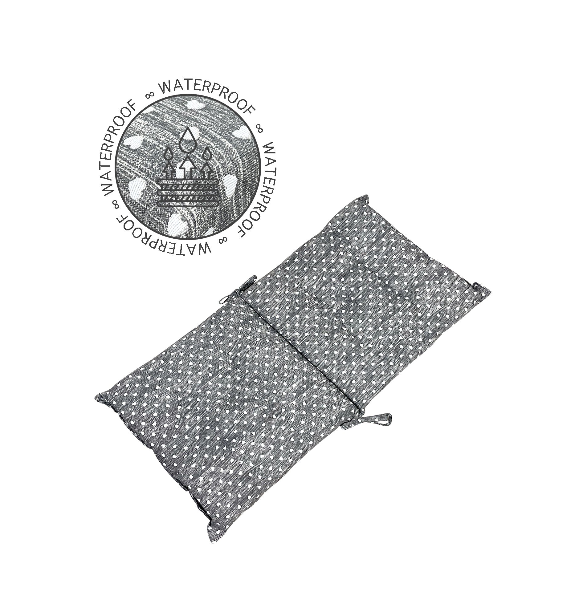 Set Cuscini Sedia Con Schienale Imbottiti Con Laccetti Banda Elastica 40 x 80 Cm CuoricinoPiombo - 2 Pezzi