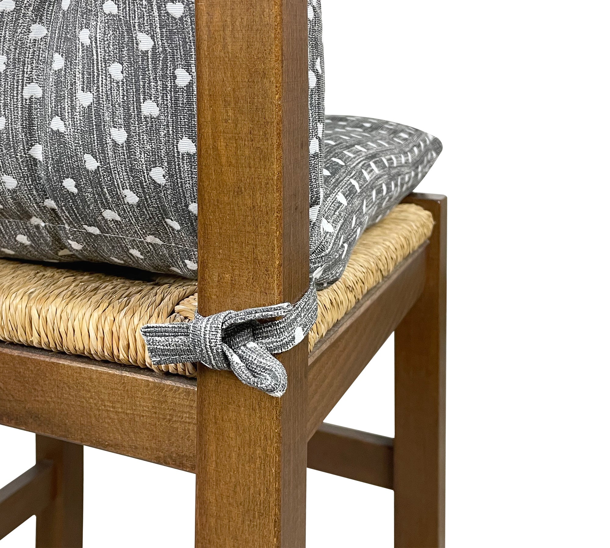 Set Cuscini Sedia Con Schienale Imbottiti Con Laccetti Banda Elastica 40 x 80 Cm CuoricinoPiombo - 2 Pezzi