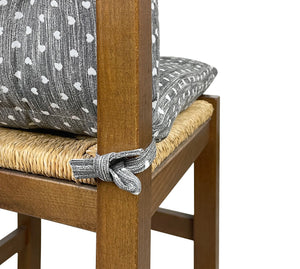 Set Cuscini Sedia Con Schienale Imbottiti Con Laccetti Banda Elastica 40 x 80 Cm CuoricinoPiombo - 2 Pezzi