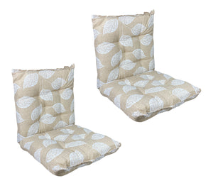 Set Cuscini Sedia Con Schienale Imbottiti Con Laccetti Banda Elastica 40 x 80 Cm FoliageBeige - 2 Pezzi