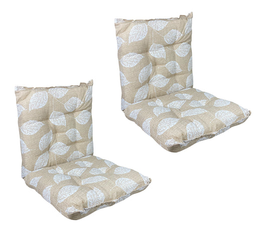 Set Cuscini Sedia Con Schienale Imbottiti Con Laccetti Banda Elastica 40 x 80 Cm FoliageBeige - 2 Pezzi