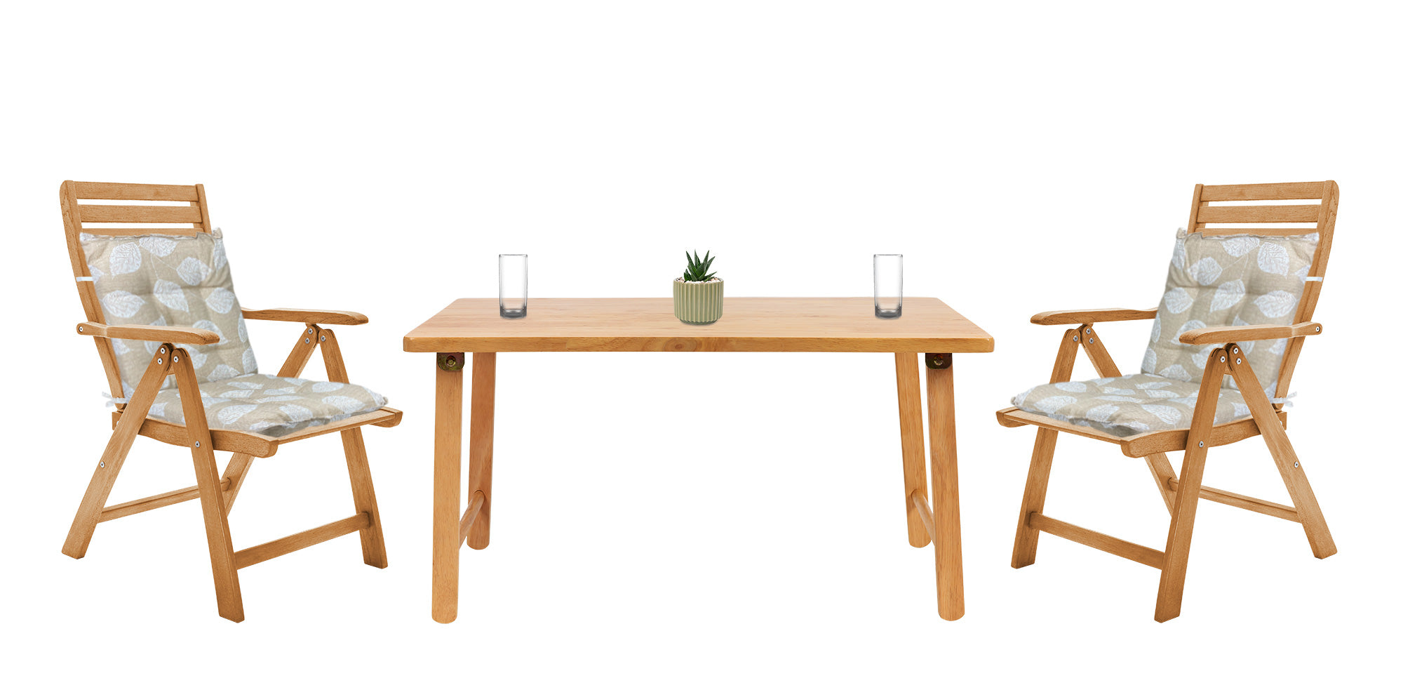 Set Cuscini Sedia Con Schienale Imbottiti Con Laccetti Banda Elastica 40 x 80 Cm FoliageBeige - 2 Pezzi