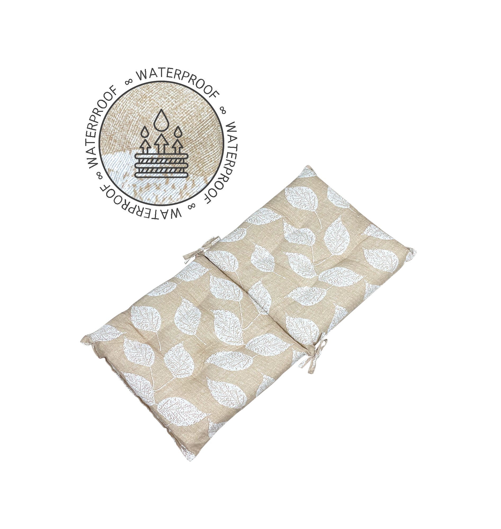 Set Cuscini Sedia Con Schienale Imbottiti Con Laccetti Banda Elastica 40 x 80 Cm FoliageBeige - 2 Pezzi
