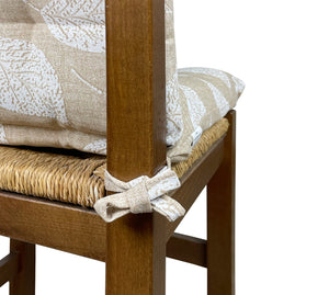 Set Cuscini Sedia Con Schienale Imbottiti Con Laccetti Banda Elastica 40 x 80 Cm FoliageBeige - 2 Pezzi