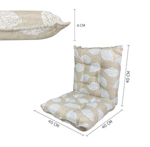 Set Cuscini Sedia Con Schienale Imbottiti Con Laccetti Banda Elastica 40 x 80 Cm FoliageBeige - 2 Pezzi
