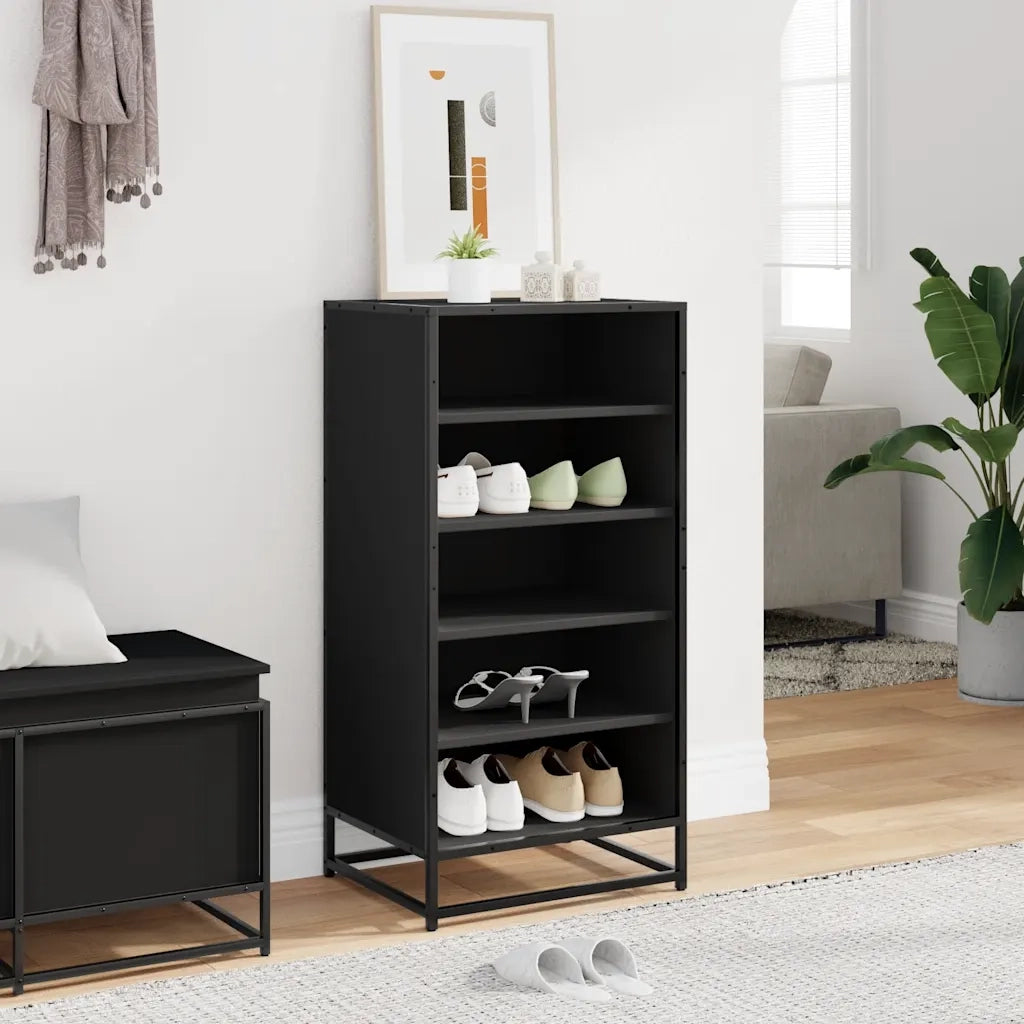 Scarpiera-Scaffale per scarpe Nera 48x38x97,5 cm in Legno Multistrato 991552
