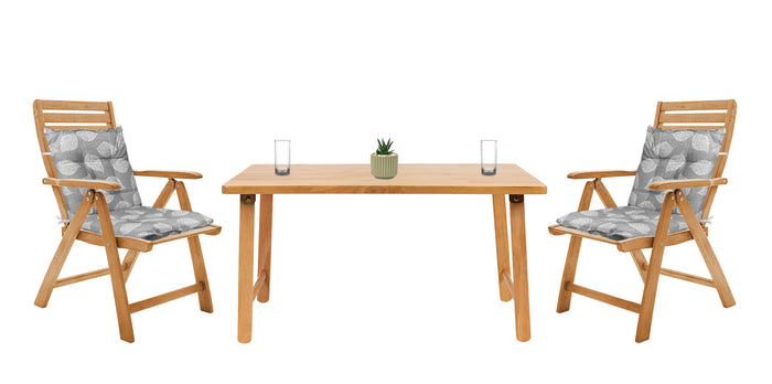 Set Cuscini Sedia Con Schienale Imbottiti Con Laccetti Banda Elastica 40 x 80 Cm FoliageGrigio - 2 Pezzi