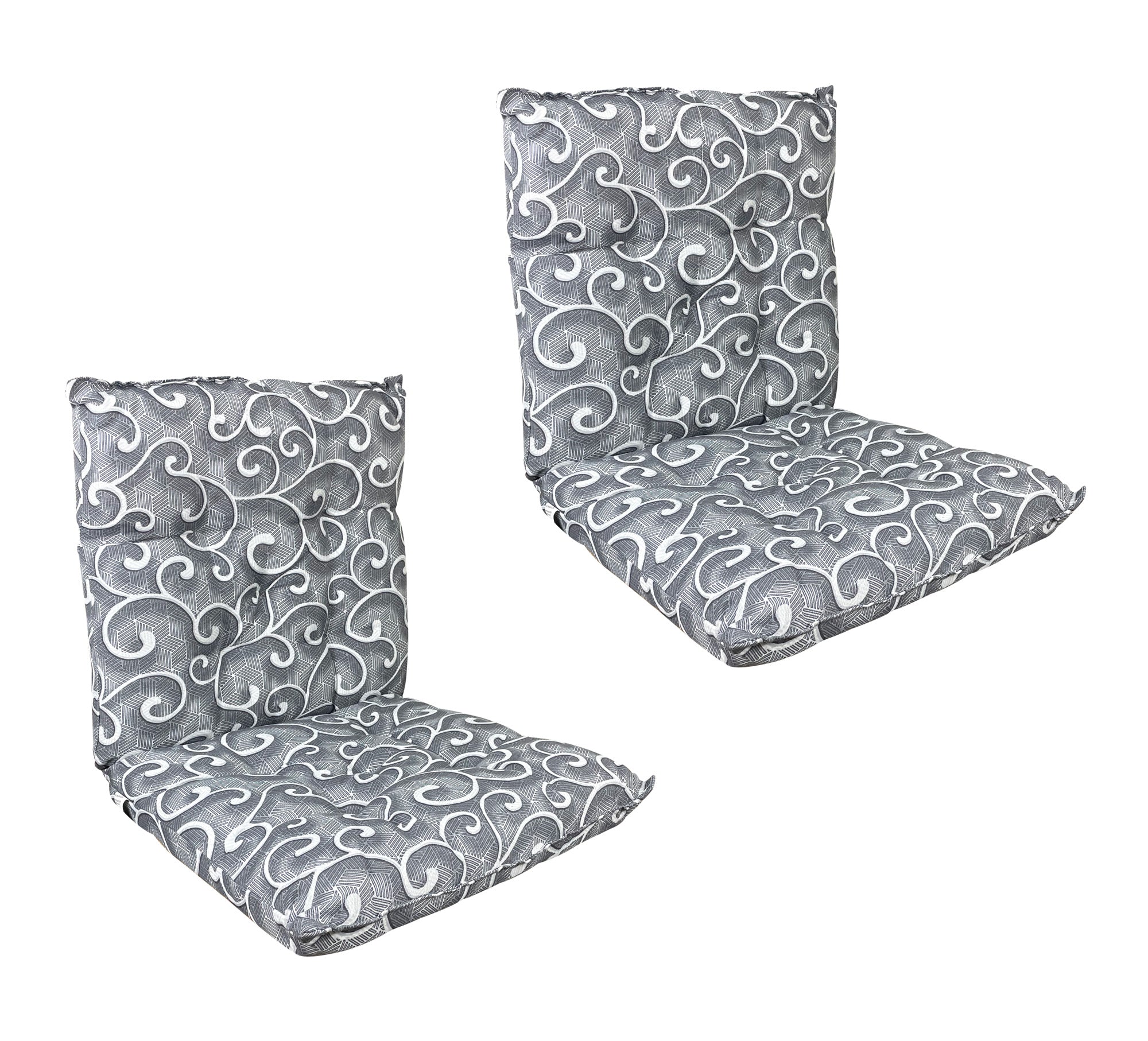 Set Cuscini Sedia Con Schienale Imbottiti Con Laccetti Banda Elastica 40 x 80 Cm InalayGrigio - 2 Pezzi
