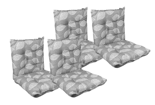 Set Cuscini Sedia Con Schienale Imbottiti Con Laccetti Banda Elastica 40 x 80 Cm FoliageGrigio - 4 Pezzi