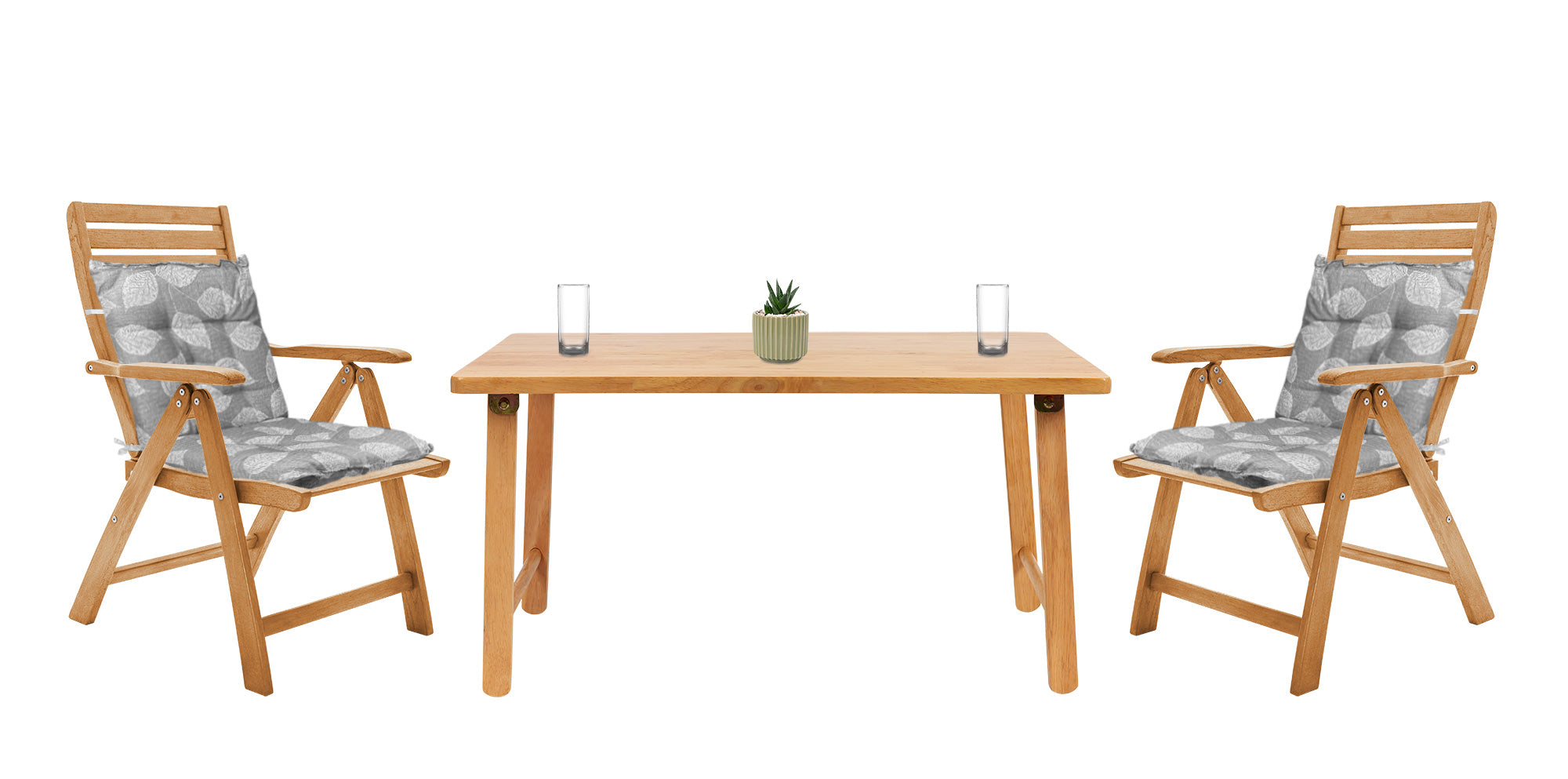 Set Cuscini Sedia Con Schienale Imbottiti Con Laccetti Banda Elastica 40 x 80 Cm FoliageGrigio - 4 Pezzi