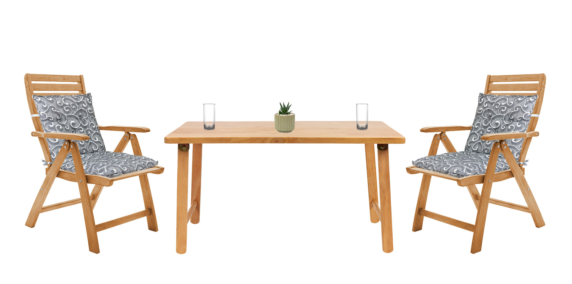 Set Cuscini Sedia Con Schienale Imbottiti Con Laccetti Banda Elastica 40 x 80 Cm InalayGrigio - 4 Pezzi