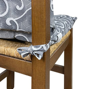 Set Cuscini Sedia Con Schienale Imbottiti Con Laccetti Banda Elastica 40 x 80 Cm InalayGrigio - 4 Pezzi