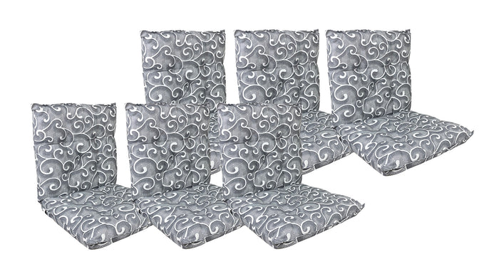 Set Cuscini Sedia Con Schienale Imbottiti Con Laccetti Banda Elastica 40 x 80 Cm InalayGrigio - 6 Pezzi