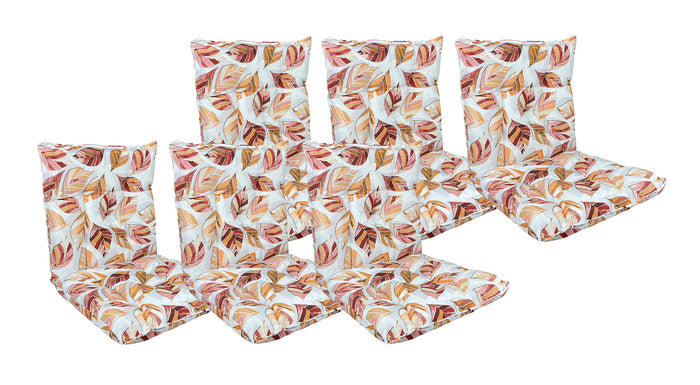 Set Cuscini Sedia Con Schienale Imbottiti Con Laccetti Banda Elastica 40 x 80 Cm LeafletsArancio - 6 Pezzi