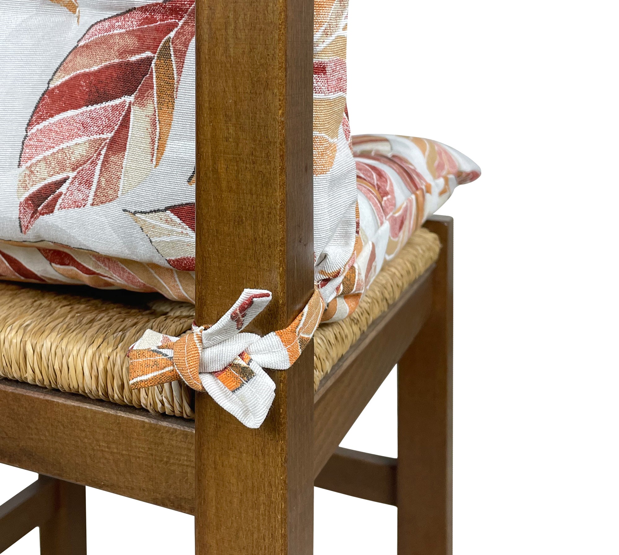 Set Cuscini Sedia Con Schienale Imbottiti Con Laccetti Banda Elastica 40 x 80 Cm LeafletsArancio - 6 Pezzi