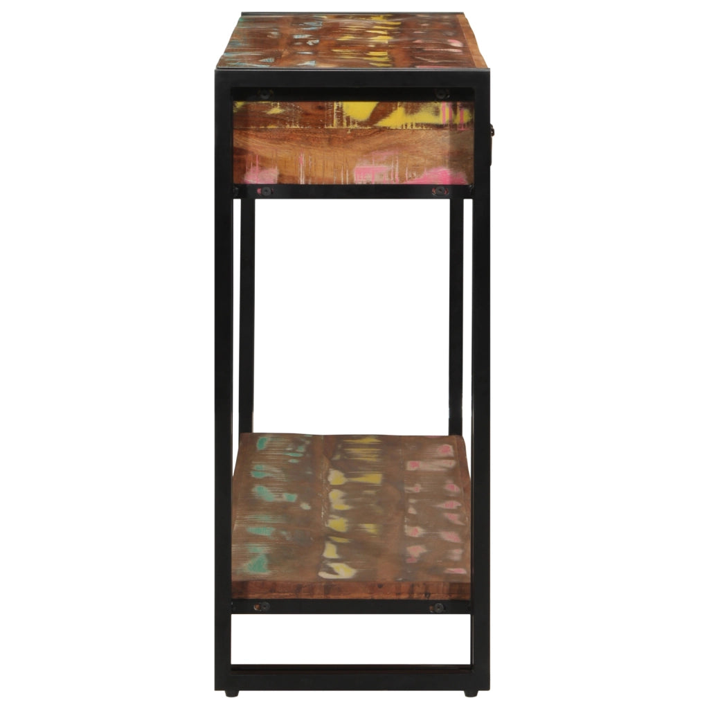 Tavolo Consolle Multicolore 120x33x75 cm Legno Massello di Recupero