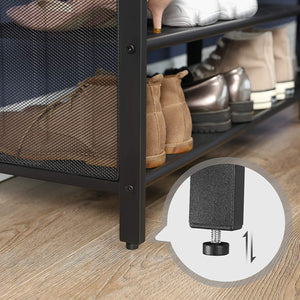 Scarpiera Valora con seduta in metallo marrone rustico per corridoio