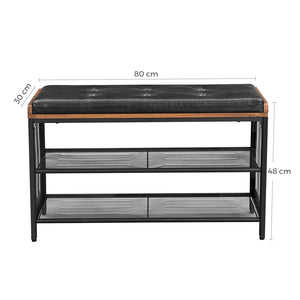 Scarpiera Valora con seduta in metallo marrone rustico per corridoio