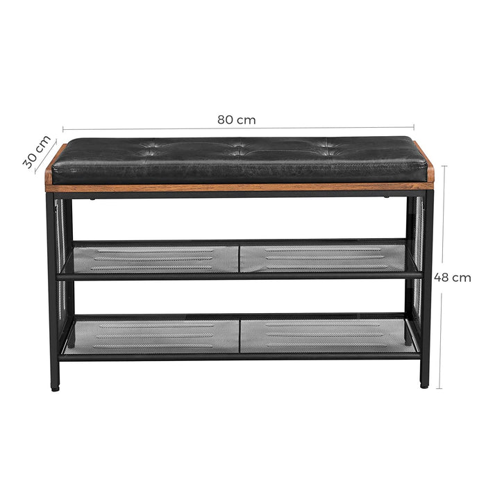 Scarpiera Valora con seduta in metallo marrone rustico per corridoio