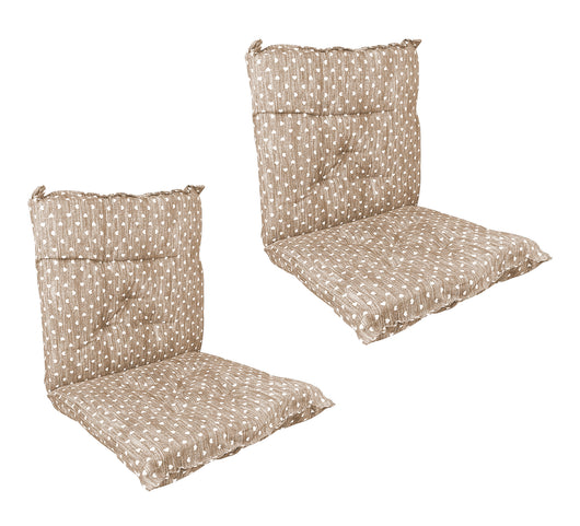 Set Cuscini Sedia Con Schienale Imbottiti Con Laccetti Banda Elastica 40 x 80 Cm CuoricinoMarrone - 2 Pezzi