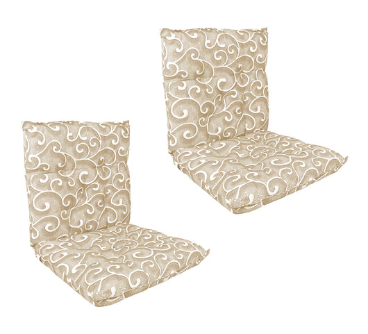 Set Cuscini Sedia Con Schienale Imbottiti Con Laccetti Banda Elastica 40 x 80 Cm InlayBeige - 2 Pezzi