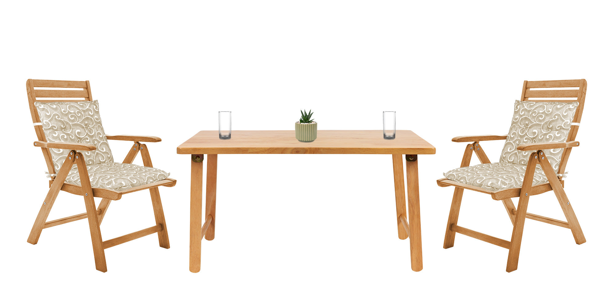 Set Cuscini Sedia Con Schienale Imbottiti Con Laccetti Banda Elastica 40 x 80 Cm InlayBeige - 2 Pezzi