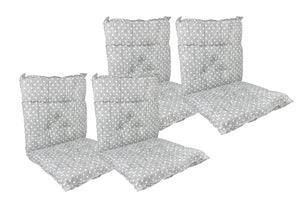 Set Cuscini Sedia Con Schienale Imbottiti Con Laccetti Banda Elastica 40 x 80 Cm CuoricinoGrigio - 4 Pezzi