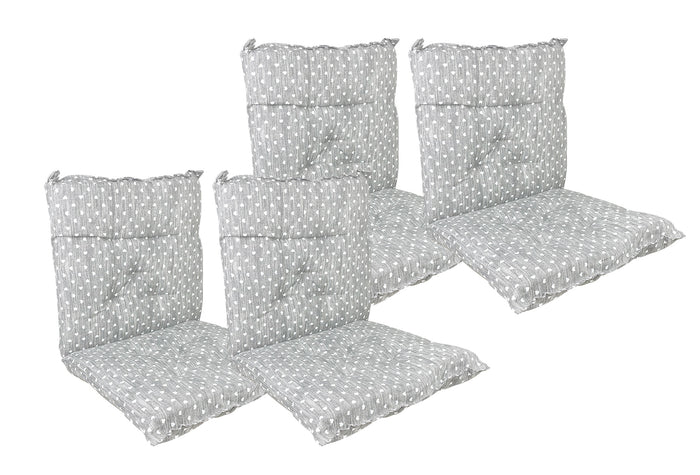 Set Cuscini Sedia Con Schienale Imbottiti Con Laccetti Banda Elastica 40 x 80 Cm CuoricinoGrigio - 4 Pezzi