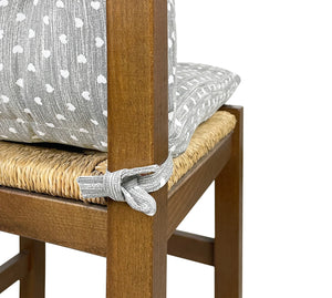 Set Cuscini Sedia Con Schienale Imbottiti Con Laccetti Banda Elastica 40 x 80 Cm CuoricinoGrigio - 4 Pezzi