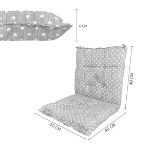 Set Cuscini Sedia Con Schienale Imbottiti Con Laccetti Banda Elastica 40 x 80 Cm CuoricinoGrigio - 4 Pezzi