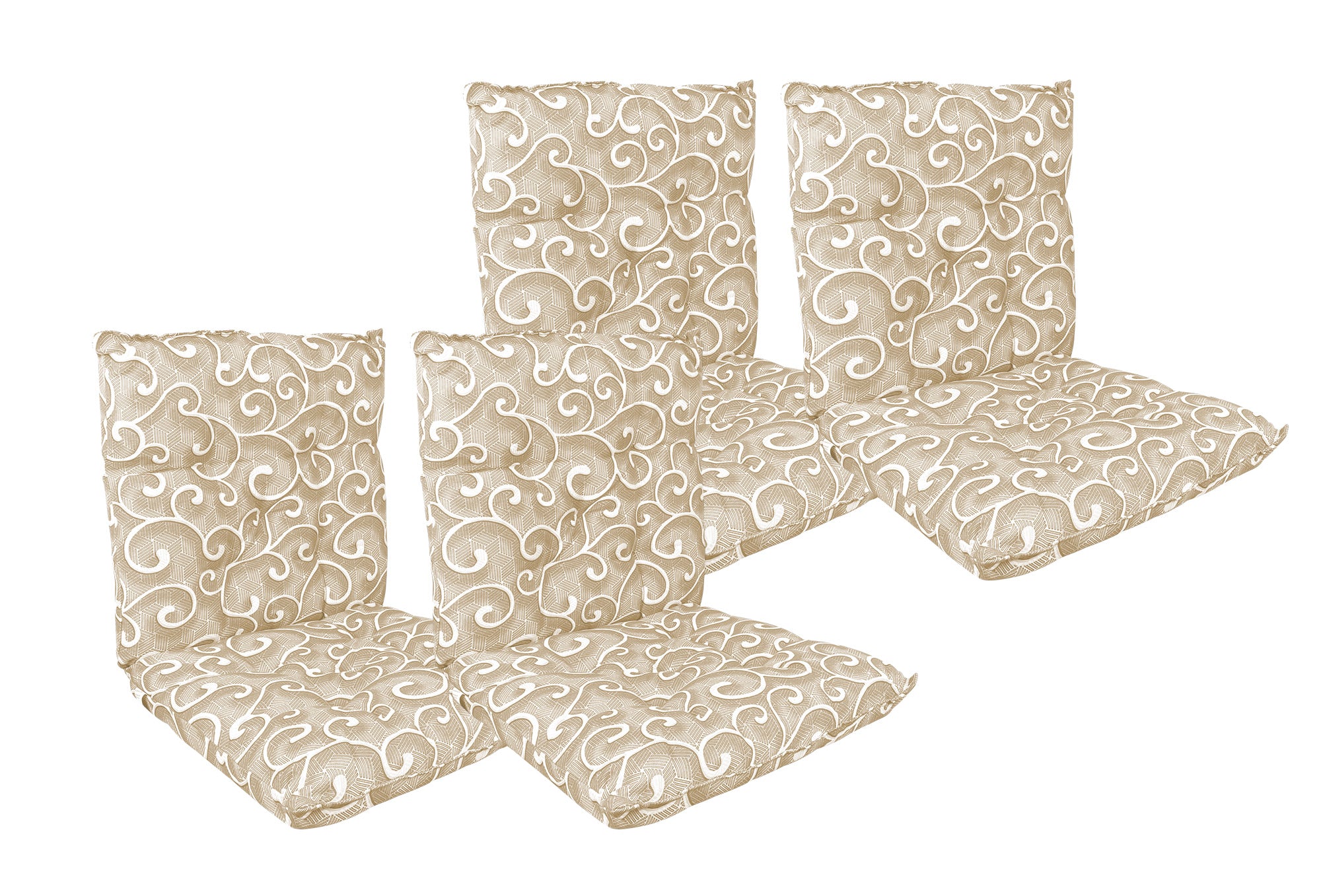 Set Cuscini Sedia Con Schienale Imbottiti Con Laccetti Banda Elastica 40 x 80 Cm InlayBeige - 4 Pezzi