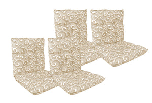 Set Cuscini Sedia Con Schienale Imbottiti Con Laccetti Banda Elastica 40 x 80 Cm InlayBeige - 4 Pezzi