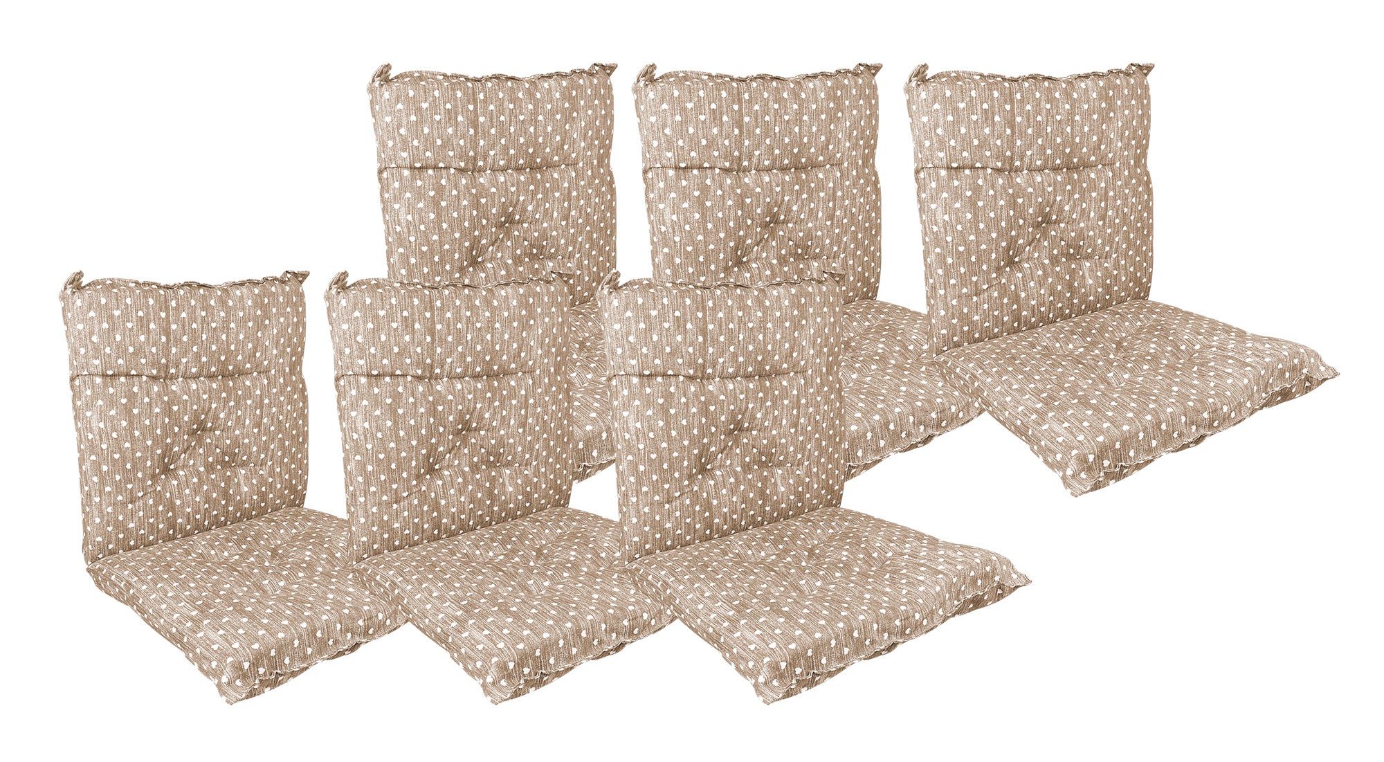 Set Cuscini Sedia Con Schienale Imbottiti Con Laccetti Banda Elastica 40 x 80 Cm CuoricinoMarrone - 6 Pezzi