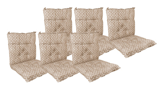 Set Cuscini Sedia Con Schienale Imbottiti Con Laccetti Banda Elastica 40 x 80 Cm CuoricinoMarrone - 6 Pezzi