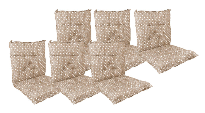 Set Cuscini Sedia Con Schienale Imbottiti Con Laccetti Banda Elastica 40 x 80 Cm CuoricinoMarrone - 6 Pezzi