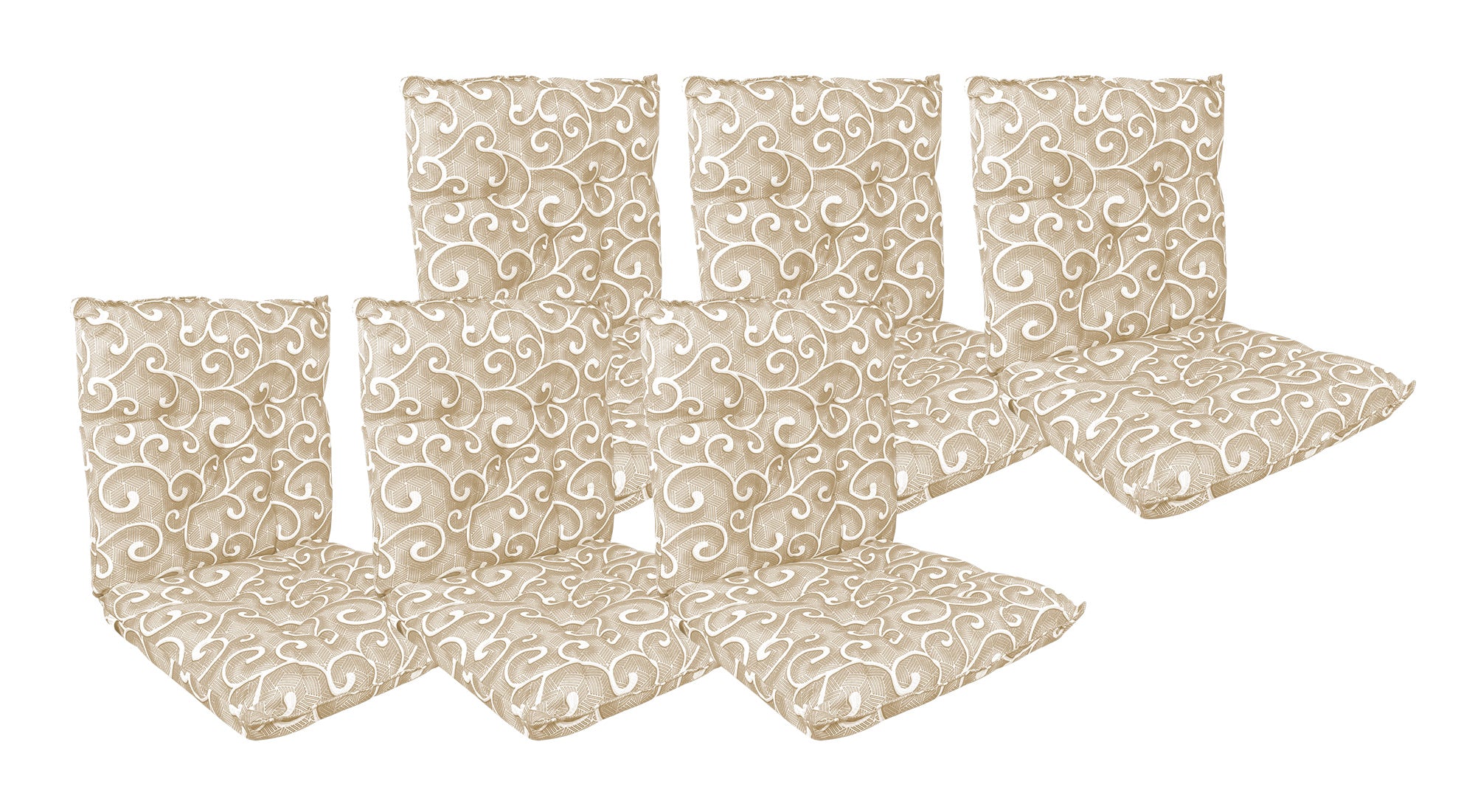 Set Cuscini Sedia Con Schienale Imbottiti Con Laccetti Banda Elastica 40 x 80 Cm InlayBeige - 6 Pezzi