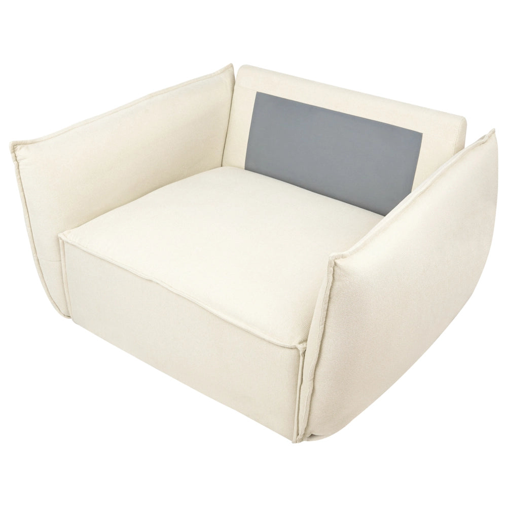 Poltrona Beige Chiaro Rivestimento in tessuto Profilo basso Seduta ampia e profonda Cuscino con schienale Moderno Accogliente
