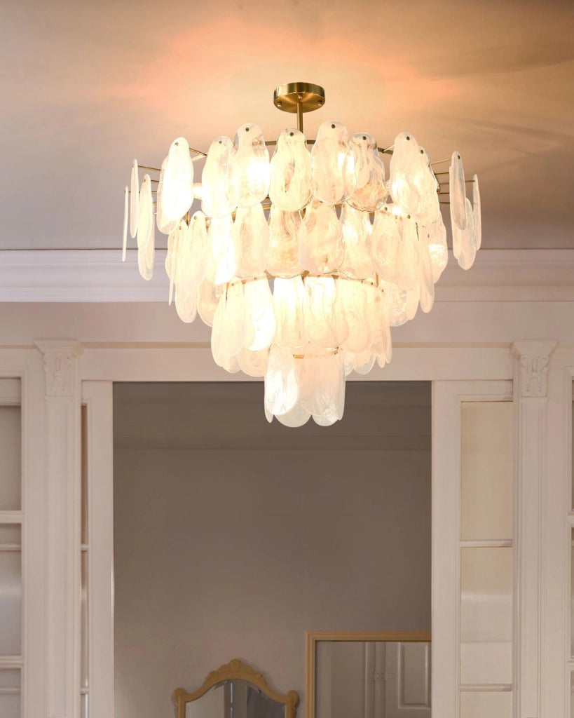 Lampadario in ottone, metallo e vetro ⌀ 80 cm Lampada a sospensione stile glamour